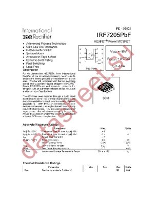 IRF7205TRPBF datasheet  